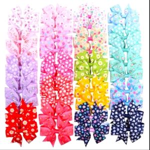 20pcs Kids Floral Print Sunflower Bow Hair Clip Assorted Varieties